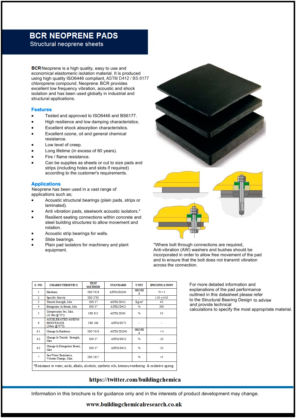 BCR NEOPRENE PAD FOR STRUCTURAL USE